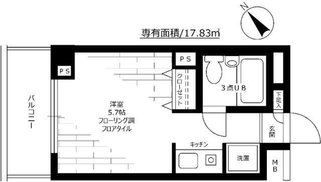 ホーメストプラザ十日市場西館(ワンルーム/4階)の間取り写真