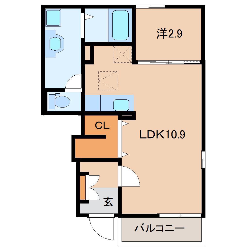 カーサ・トランキーロ(1LDK/1階)の間取り写真