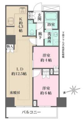 ザ・パークハウス新宿タワー(2LDK/16階)の間取り写真