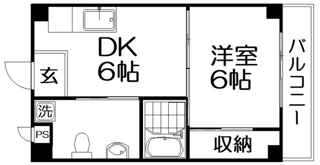 香里ヶ丘ビル(1DK/3階)の間取り写真