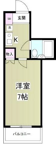 フェリスタバンビーノ(1K/3階)の間取り写真