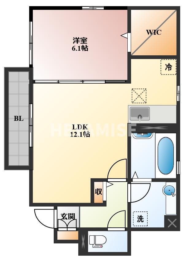 ニュージーコート大村(1LDK/1階)の間取り写真