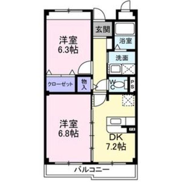 アロース(2DK/3階)の間取り写真