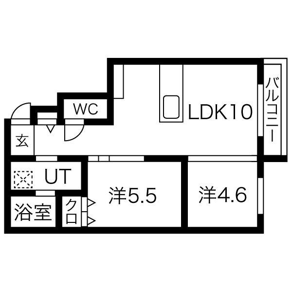 PINN N13E8(2LDK/2階)の間取り写真