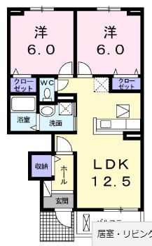 グランペール(2LDK/1階)の間取り写真