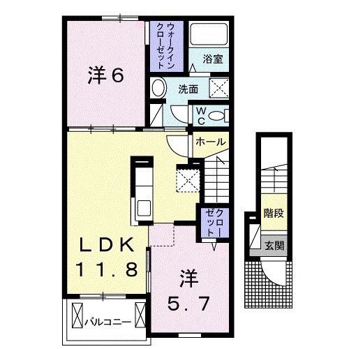 ラフレシールI(2LDK/2階)の間取り写真