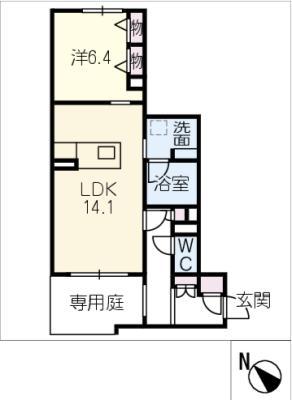 ダイヤモンドヒルズ覚王山(1LDK/1階)の間取り写真