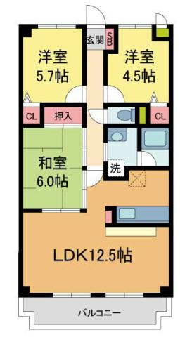 ココ西宮(3LDK/3階)の間取り写真