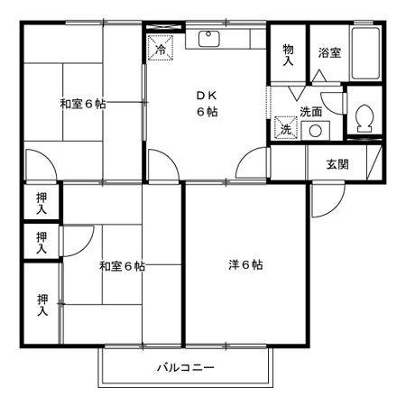 レジデンス西村 A棟(3DK/2階)の間取り写真