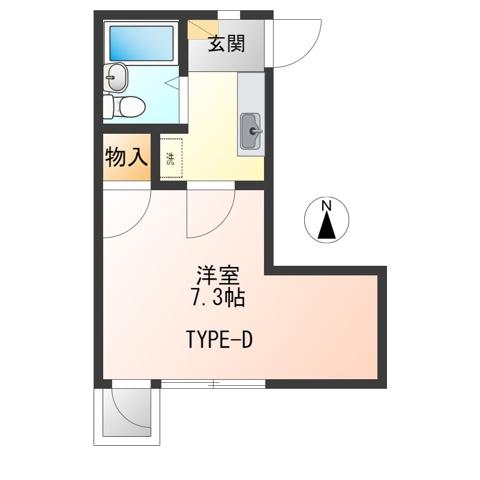 シャトルくまがい六日町(1K/4階)の間取り写真