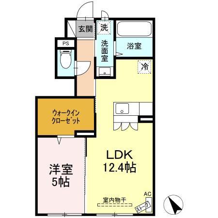 フラッツ浦町(1LDK/1階)の間取り写真