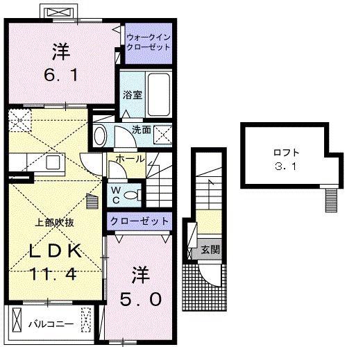 サンシャイン古河 II(2LDK/2階)の間取り写真