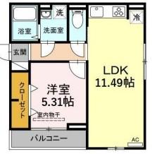 エクセリア南千住(1LDK/3階)の間取り写真