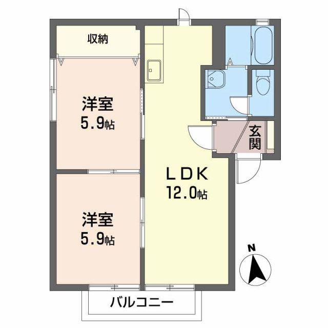 ディアスA(2LDK/1階)の間取り写真