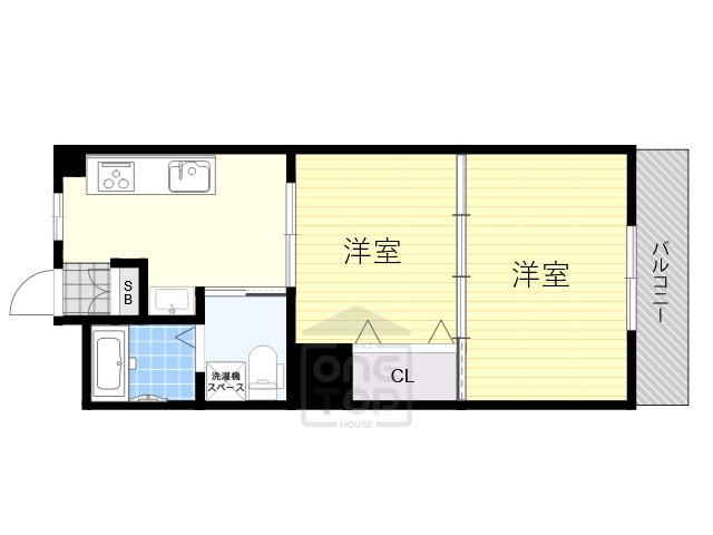 第5三和マンション(2DK/4階)の間取り写真