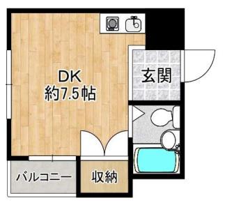 コートAU(ワンルーム/1階)の間取り写真