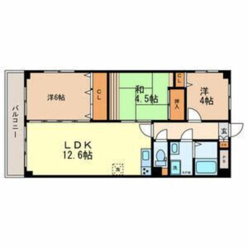 アクシーズグランデ越谷南(3LDK/2階)の間取り写真