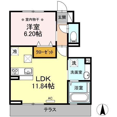 シン・オオヌキソウ(1LDK/1階)の間取り写真