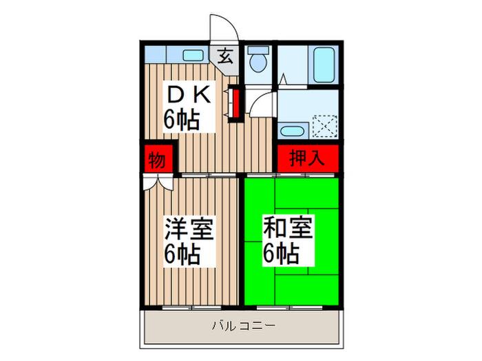 西浦和ハイツ(2DK/2階)の間取り写真