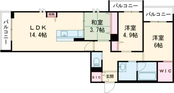 シャーメゾンCOMFORZA(3LDK/2階)の間取り写真
