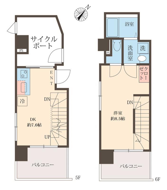 スフィア日本橋富沢町(1DK/5階)の間取り写真