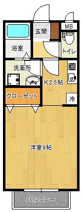 グランシェール藤原台(1K/2階)の間取り写真