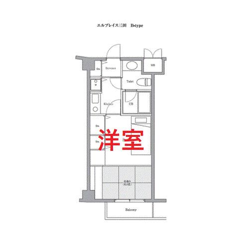 エルプレイス三田(1K/3階)の間取り写真