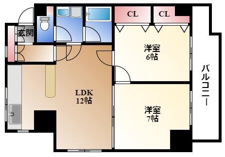 ガーデンコート新栄(2LDK/9階)の間取り写真
