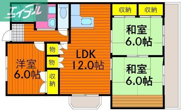 パークサイドフジ(3LDK/4階)の間取り写真