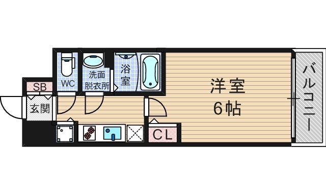 エスリード難波ステーションゲートサウステラス(1K/13階)の間取り写真