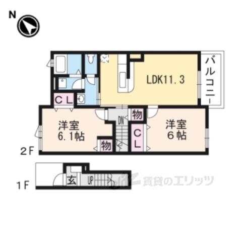 フリーデ・ドレミⅡ(2LDK/2階)の間取り写真