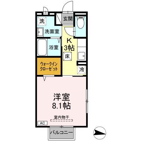 シャルマンクールII(1K/2階)の間取り写真