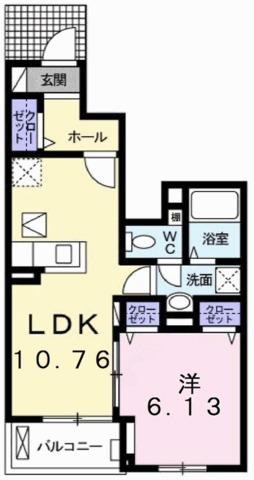 オー テリトワール(1LDK/1階)の間取り写真