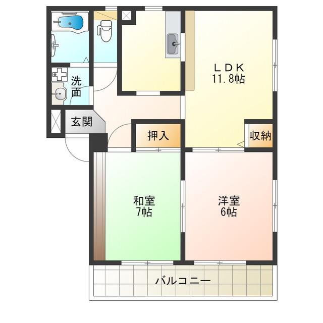 グレースコート三番館(2LDK/3階)の間取り写真