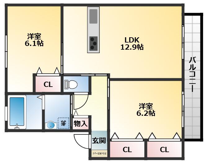 ファミネス(2LDK/1階)の間取り写真