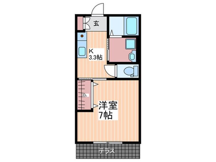 レジデンス宇品(1K/2階)の間取り写真