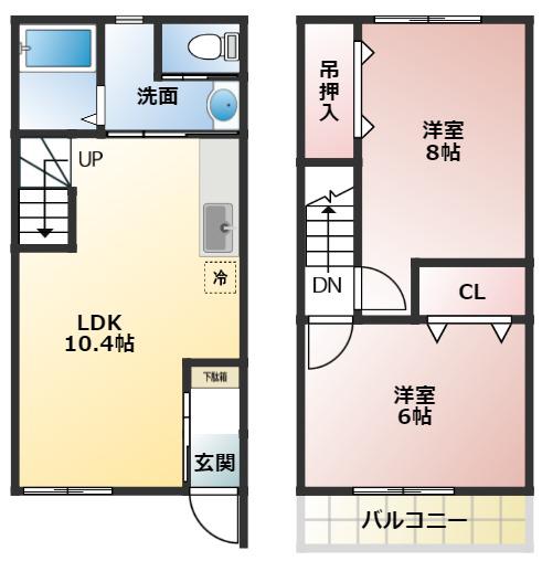 SEAS A棟(2LDK/1階)の間取り写真