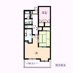 菊田参番館(2LDK/4階)の間取り写真