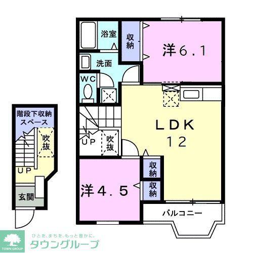 シャン・ド・フルールA(2LDK/2階)の間取り写真