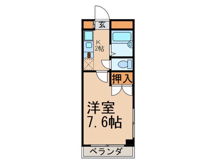 アンプルールフェールイルヴィラージュ(1K/1階)の間取り写真