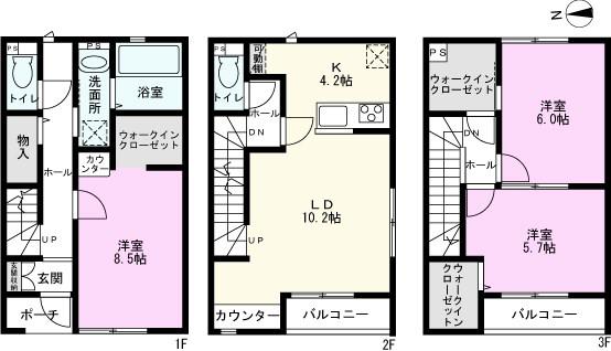 グランセットメゾン戸田I(3LDK/1階)の間取り写真