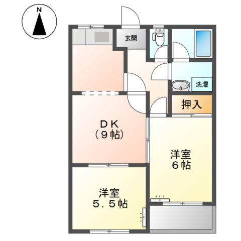 サンシャイン上坂(2DK/2階)の間取り写真