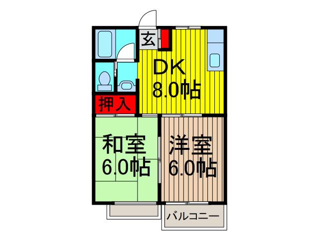 ベール・ラフォーレ(2DK/2階)の間取り写真