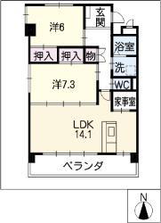 ロゼ・ロワール(2LDK/3階)の間取り写真