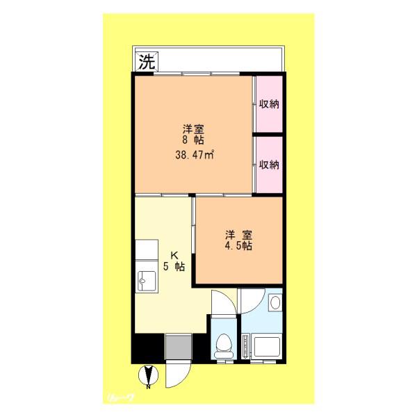 鈴木マンション(2K/4階)の間取り写真