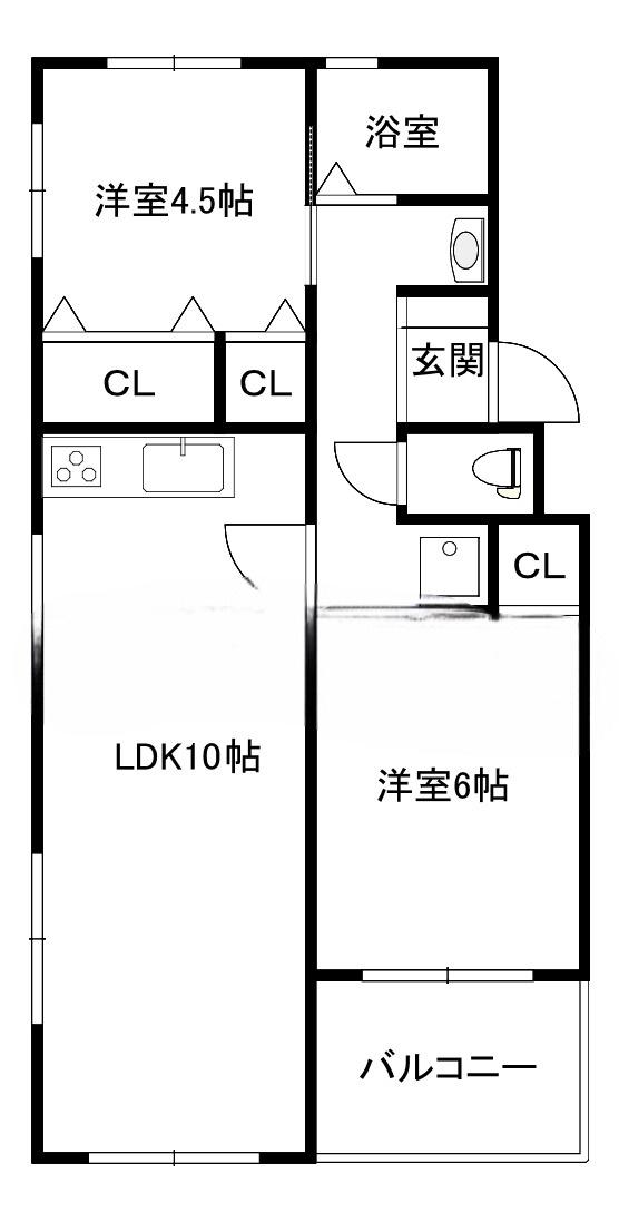 友愛ビル(2LDK/1階)の間取り写真