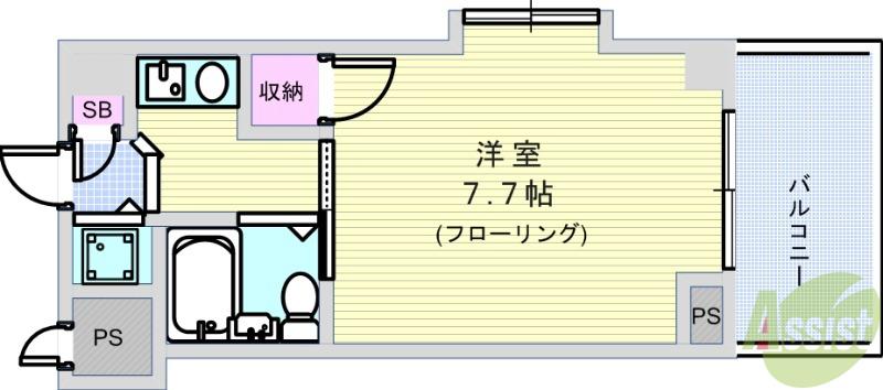 グランリッチ箕面(1K/3階)の間取り写真