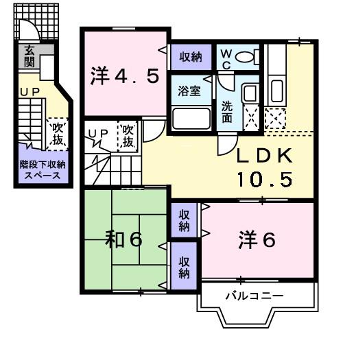 グロース・ベルクI(3LDK/2階)の間取り写真