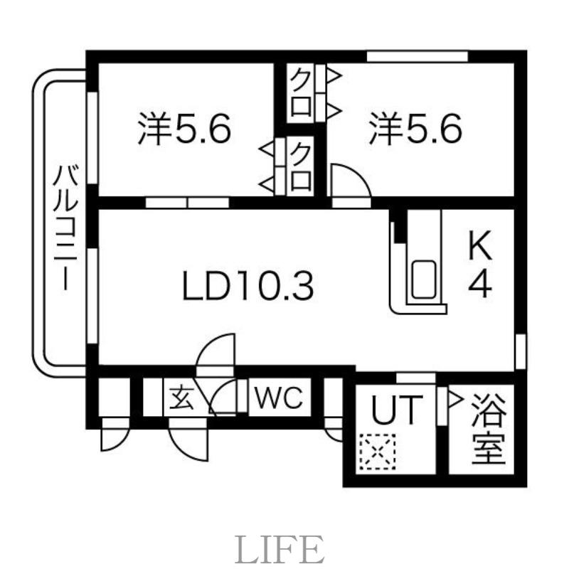 ジュラヒルズ福住(2LDK/4階)の間取り写真