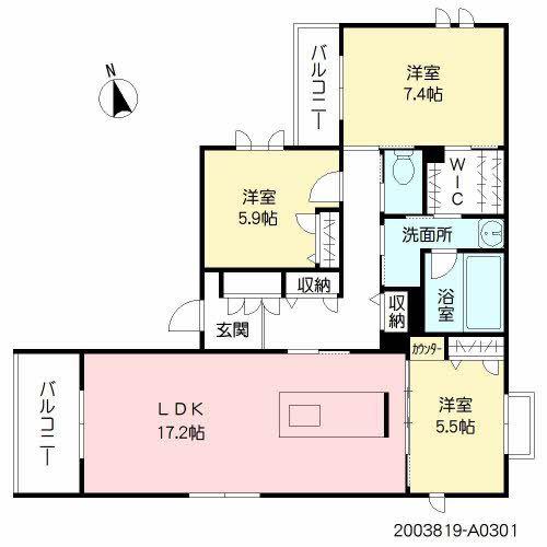 コンフォール水前寺(3LDK/3階)の間取り写真